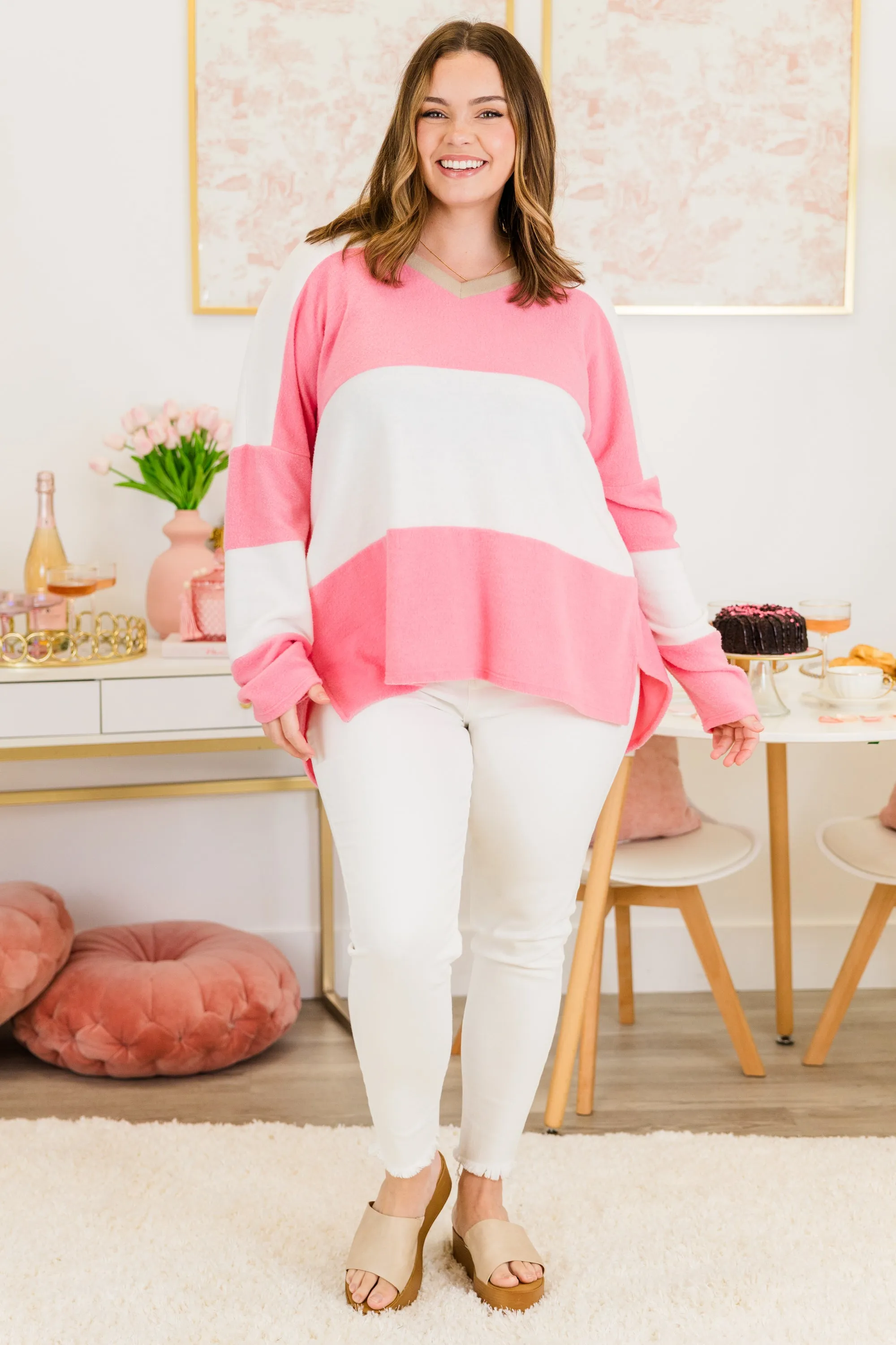 Smooth Days Ahead Pullover, Pink