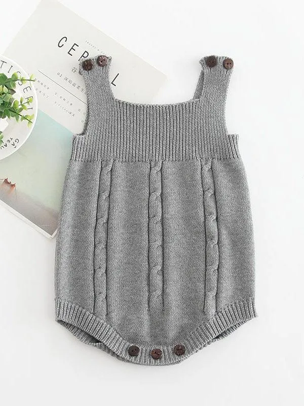 Solid Color Cotton Baby Onesie Sleeveless Suspender Knitwear