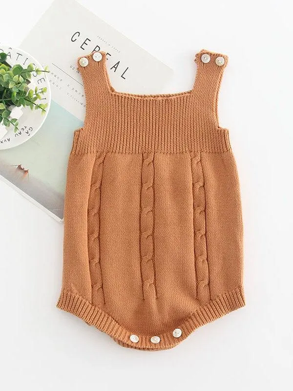 Solid Color Cotton Baby Onesie Sleeveless Suspender Knitwear