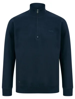 Solimba Quarter Zip Funnel Neck Pullover Sweat in Sky Captain Navy - Tokyo Laundry