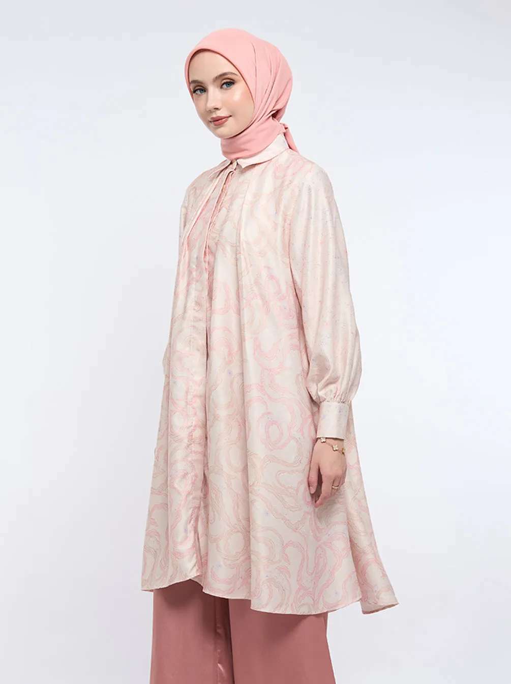 SORA PLEATED TUNIC MACAROON