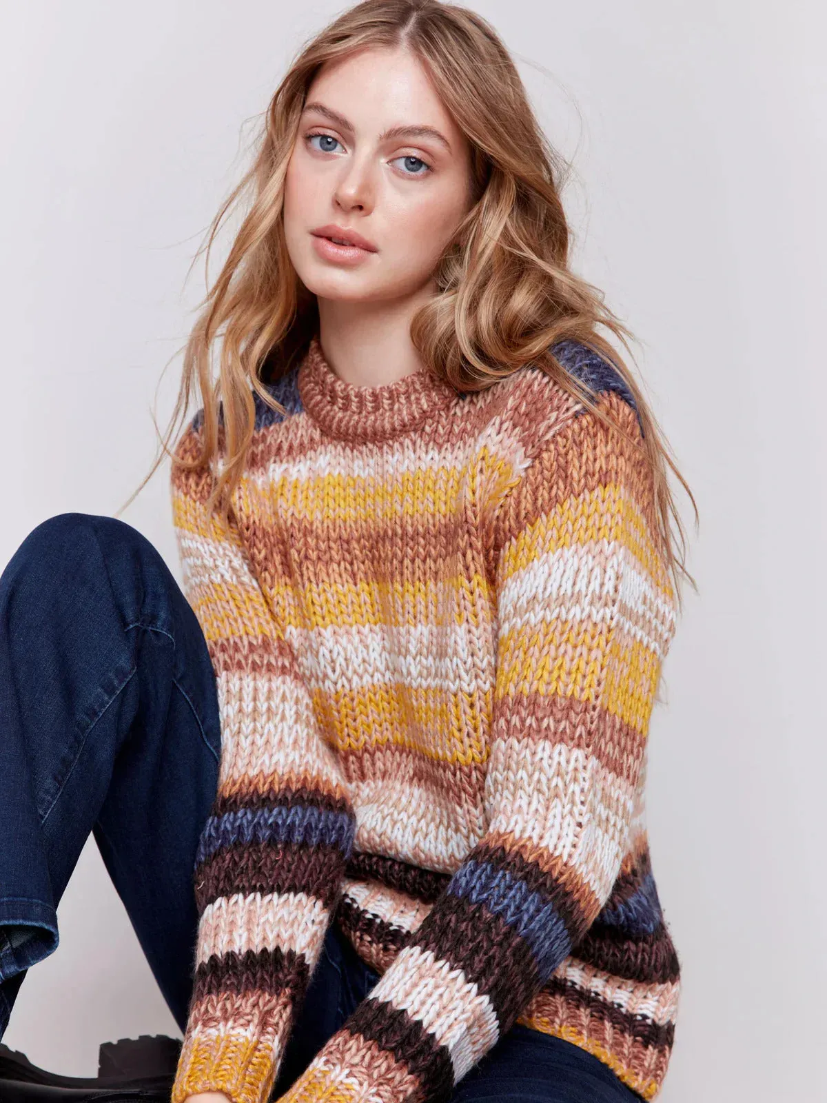 Space dye yarn sweater