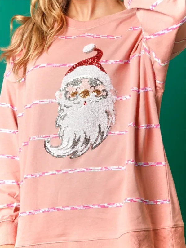 Sparkle Santa Holiday Top Sequined Sweatshirt