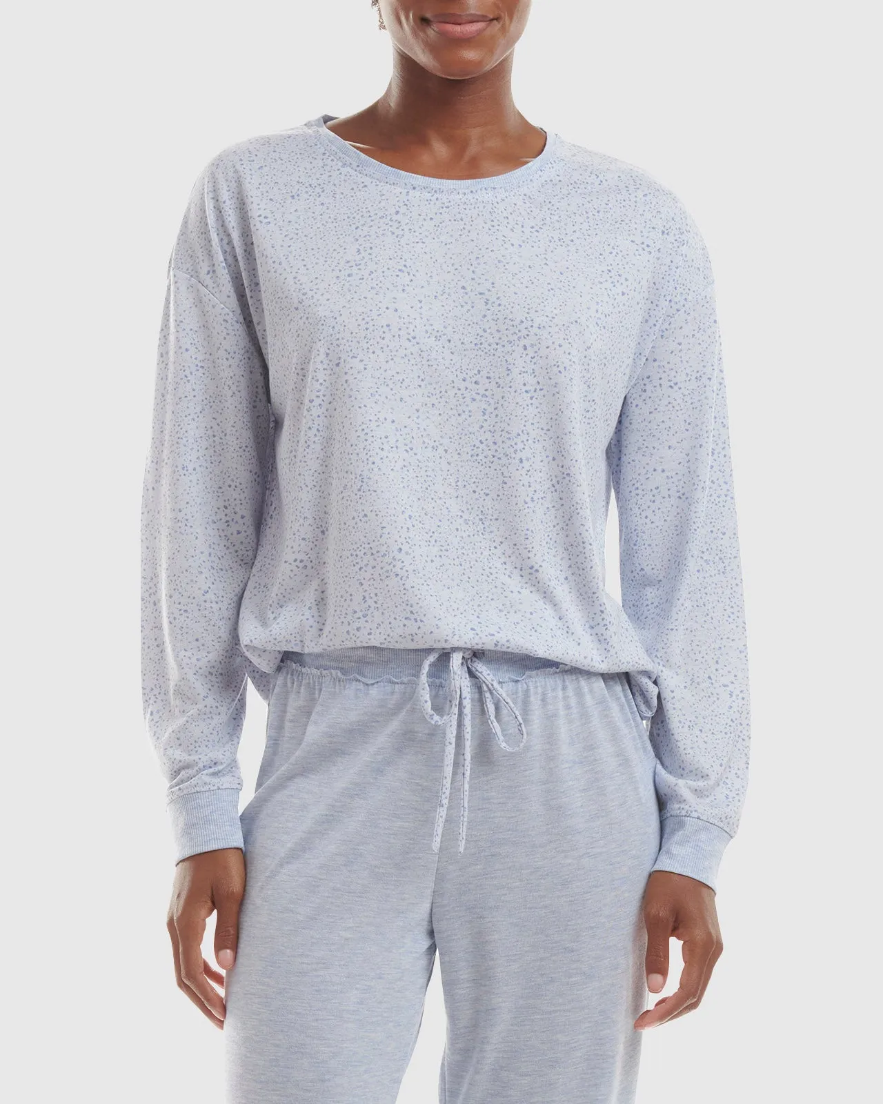 Speckled Light Blue Heather Pullover Jogger PJ Set