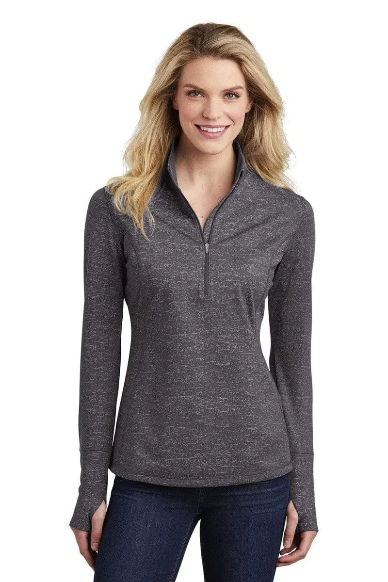 Sport-Tek  ®  Ladies Sport-Wick  ®  Stretch Reflective Heather 1/2-Zip Pullover. LST855