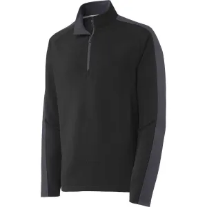 Sport-Tek Men's Black/Iron Grey Sport-Wick Textured Colorblock 1/4-Zip Pullover