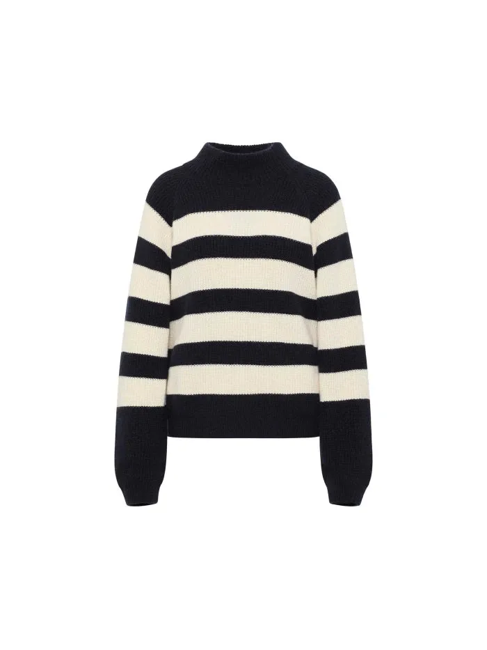 Streifenpullover midnight melange - off white | Lanius