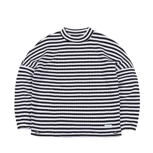 STRIPE HIGH NECK PULLOVER BLACK