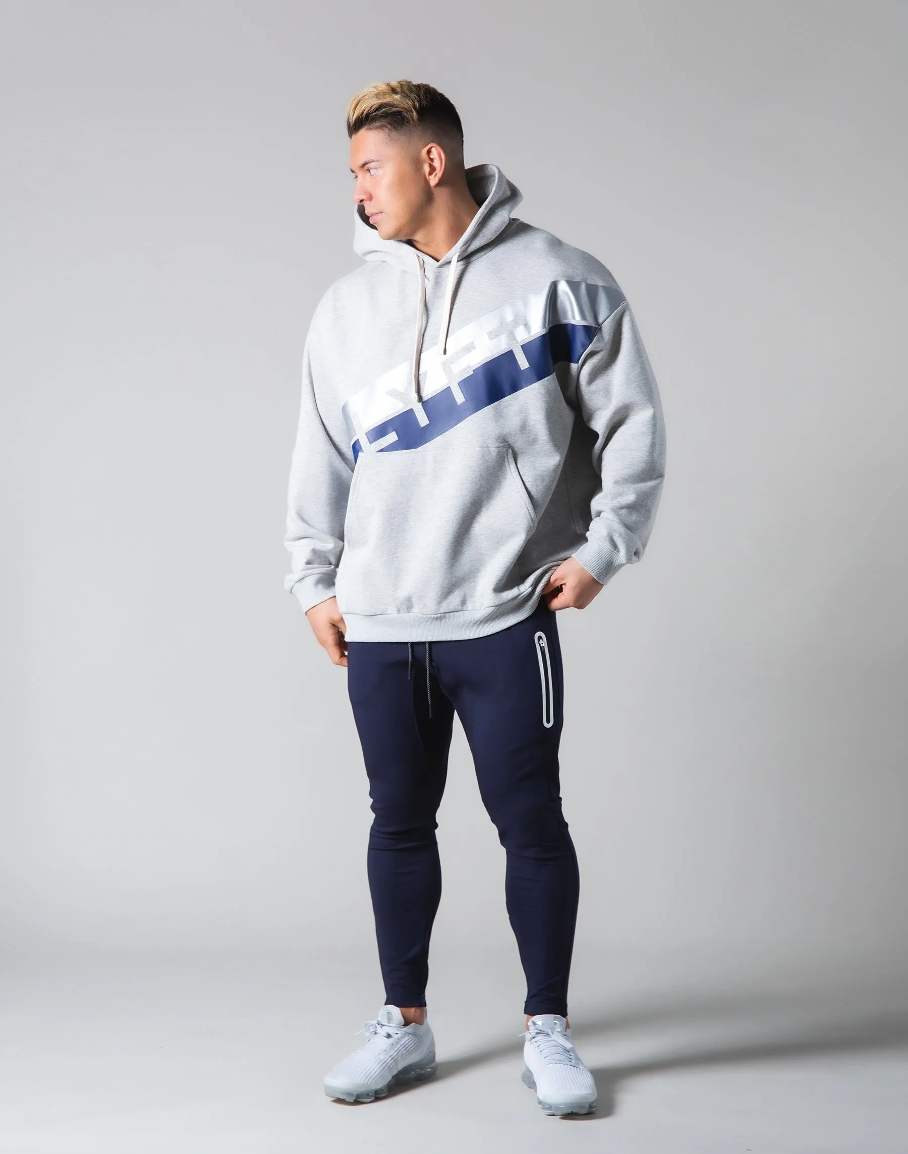 Stripe Pullover Hoodie - Grey