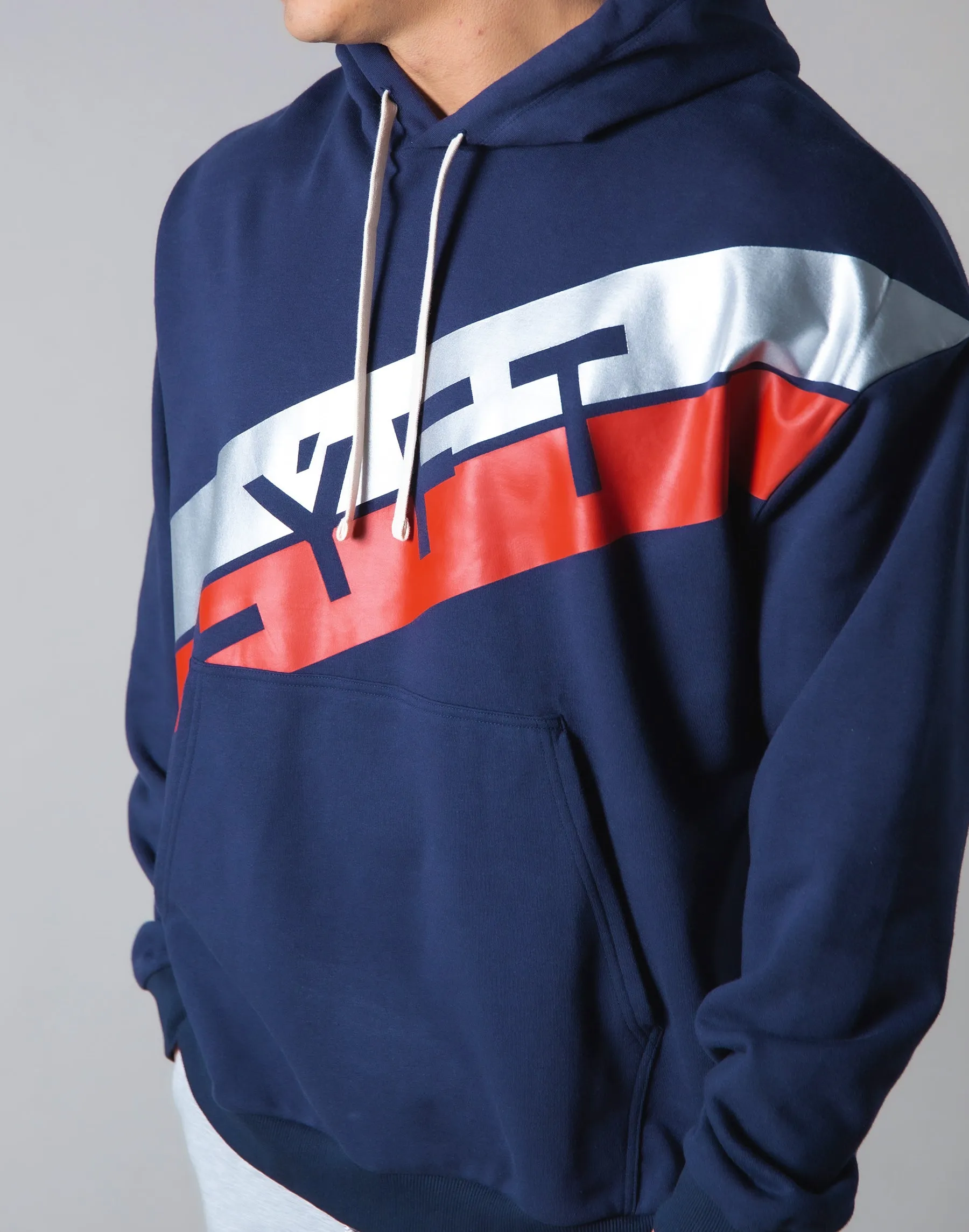 Stripe Pullover Hoodie - Navy