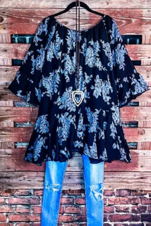 SUNSET CHASER BOHO SWING OVERSIZED TUNIC IN BLACK