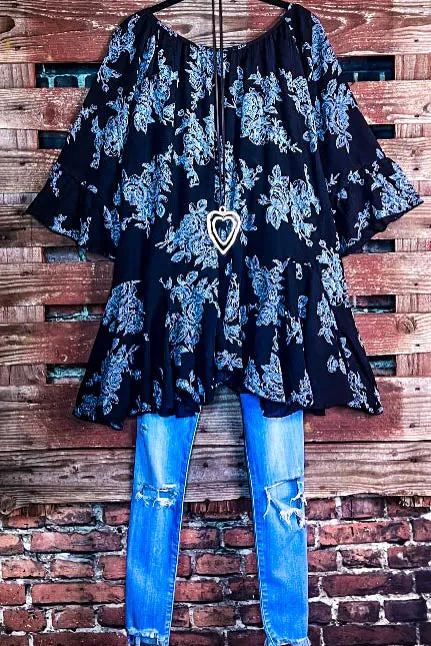 SUNSET CHASER BOHO SWING OVERSIZED TUNIC IN BLACK