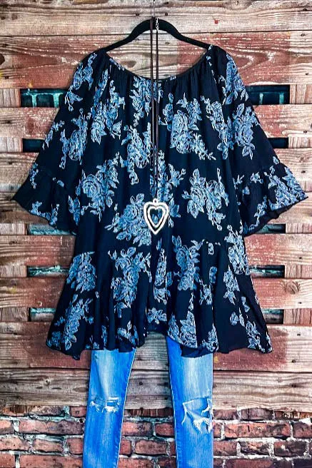 SUNSET CHASER BOHO SWING OVERSIZED TUNIC IN BLACK