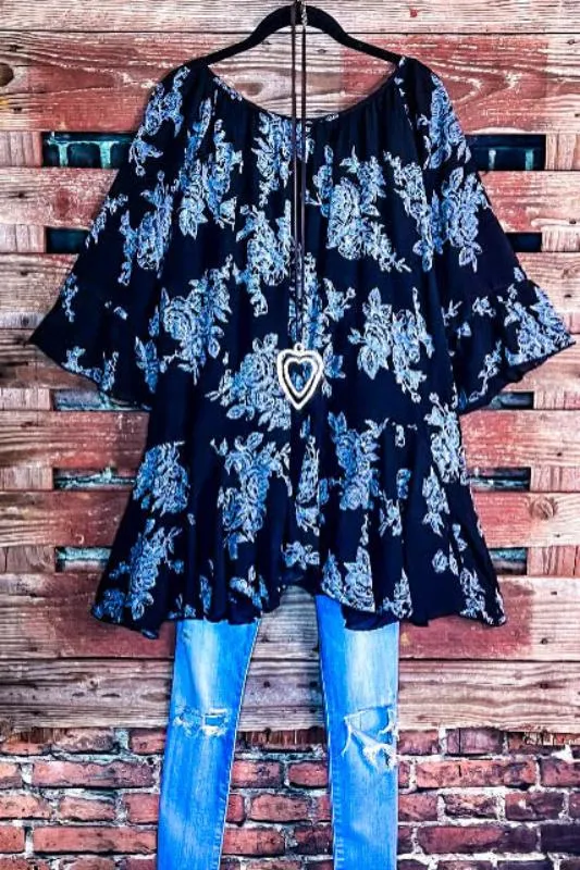 SUNSET CHASER BOHO SWING OVERSIZED TUNIC IN BLACK