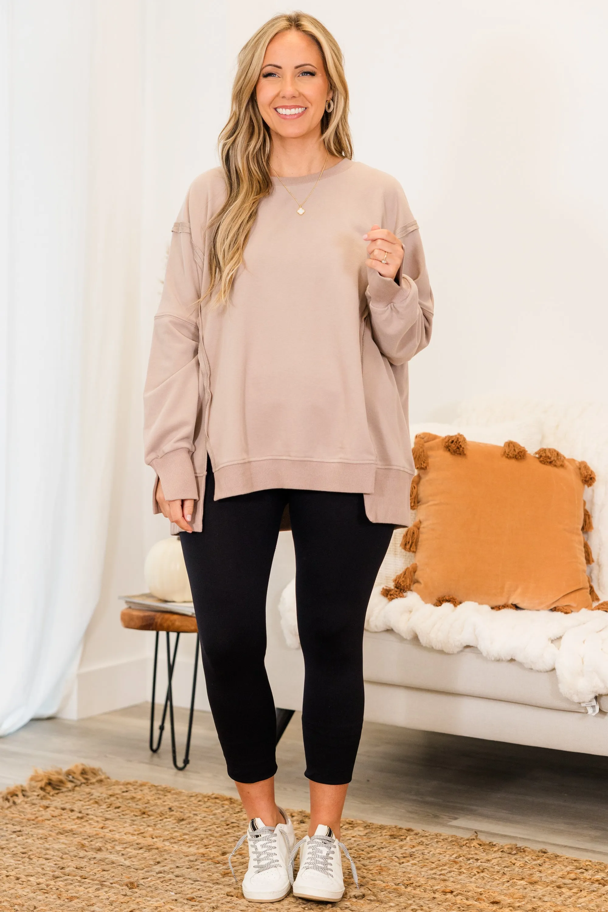 Sunset Glow Pullover, Taupe