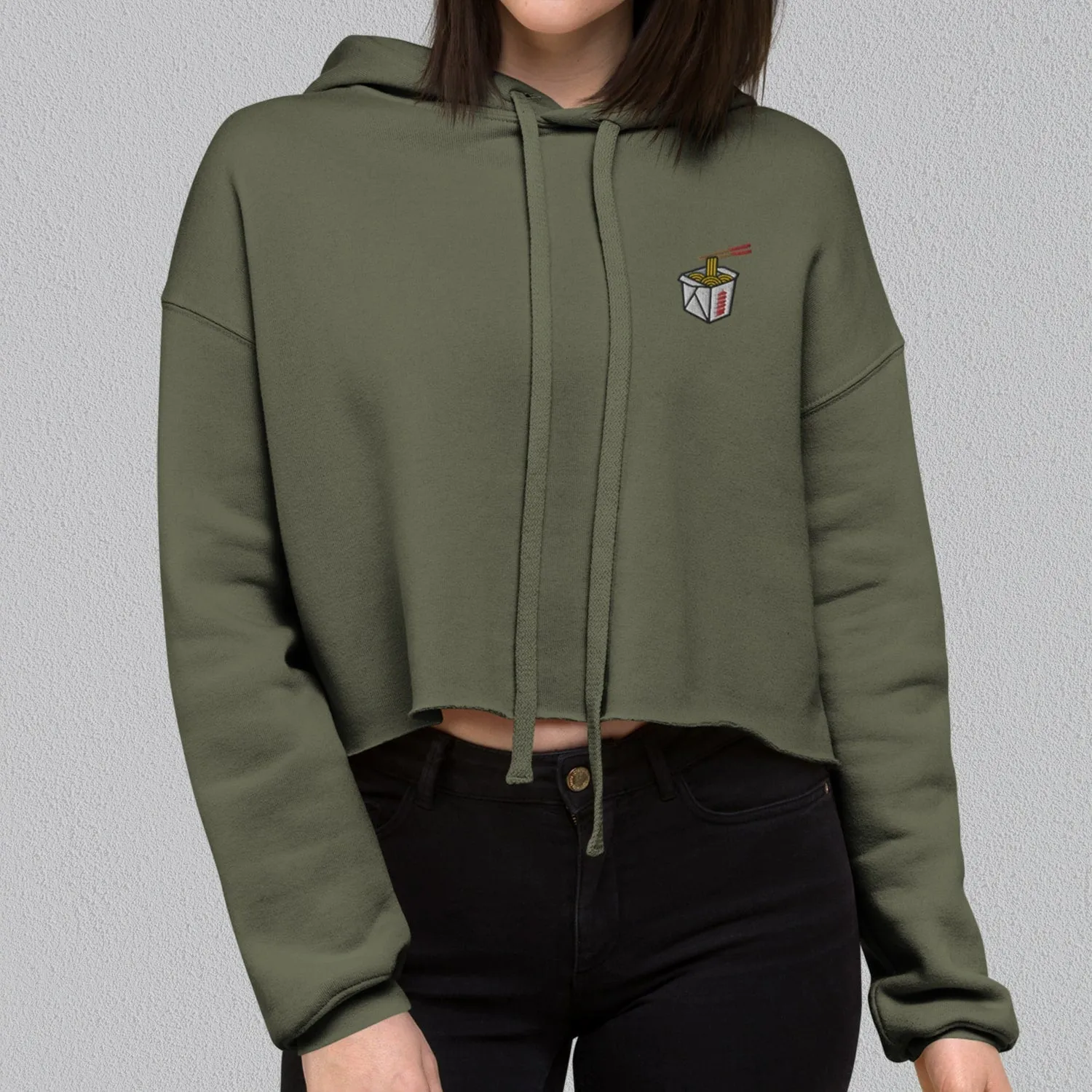 Takeout Box Embroidered Crop Hoodie