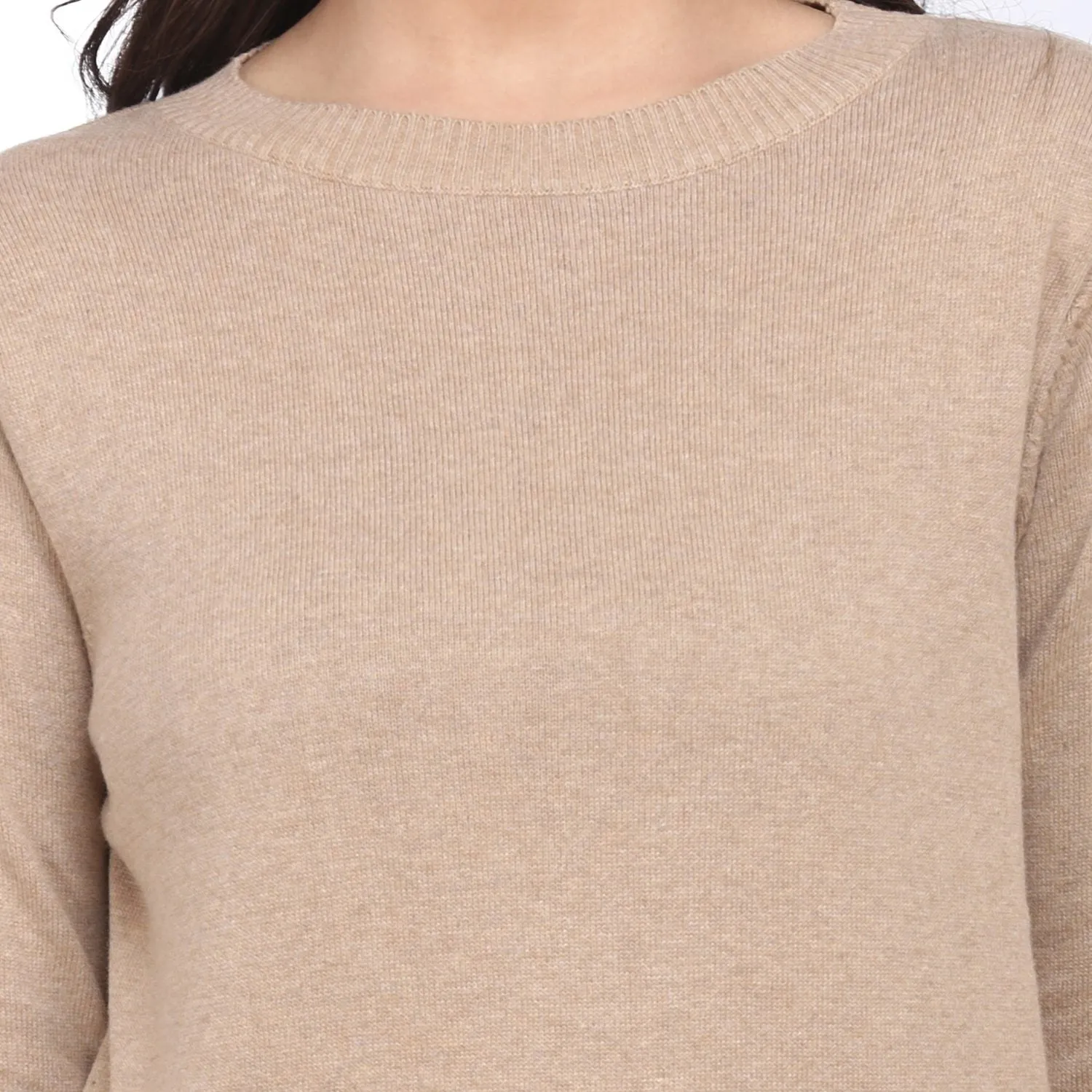 Tan Brown  100% Cotton Pullover Sweater