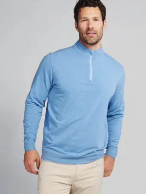 Tasc Cloud French Terry Quarter Zip in Chambray Heather