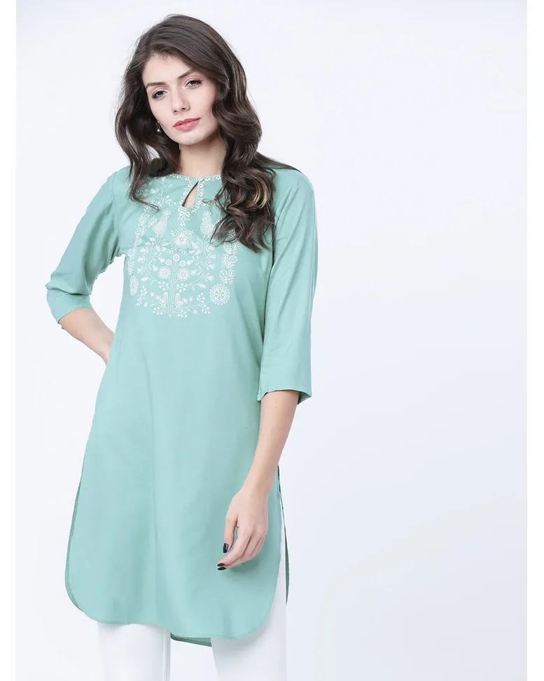 Teal Viscose Printed Tunic