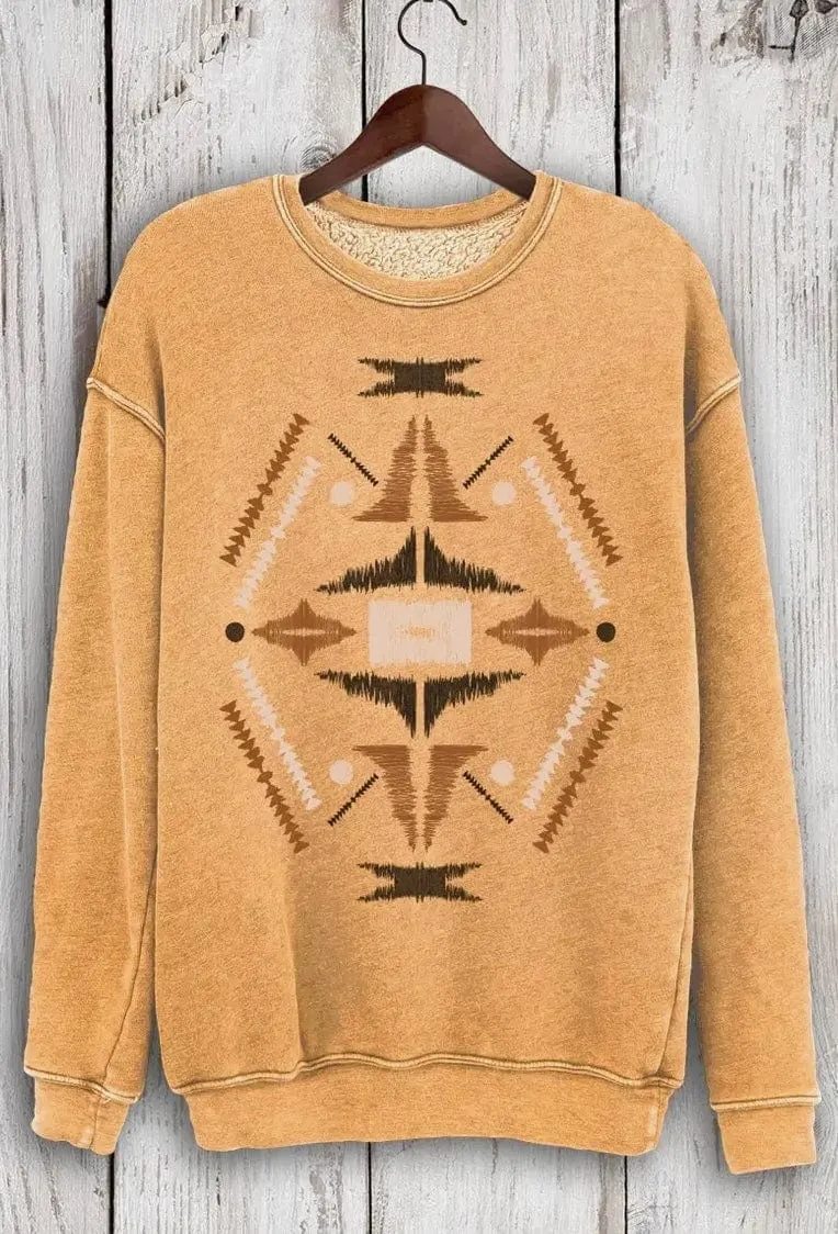 The Cozy Mustard Aztec Sweatshirt