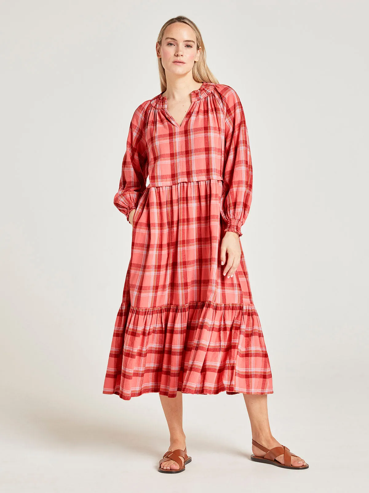 Thought - Iman Hemp Check Midi Dress