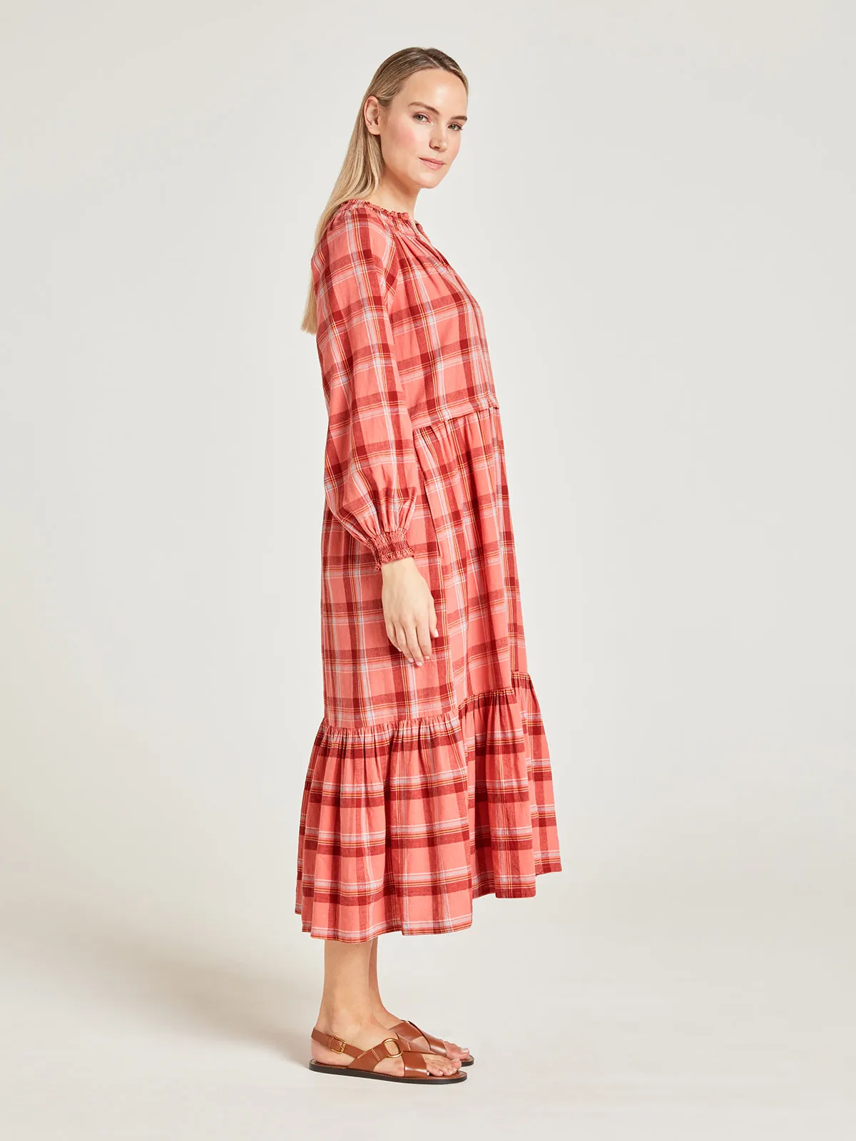 Thought - Iman Hemp Check Midi Dress