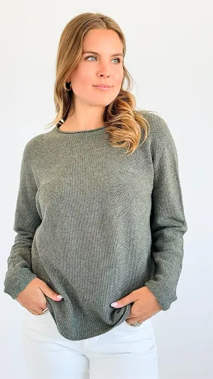 Timeless Comfort Italian Pullover- Army Green