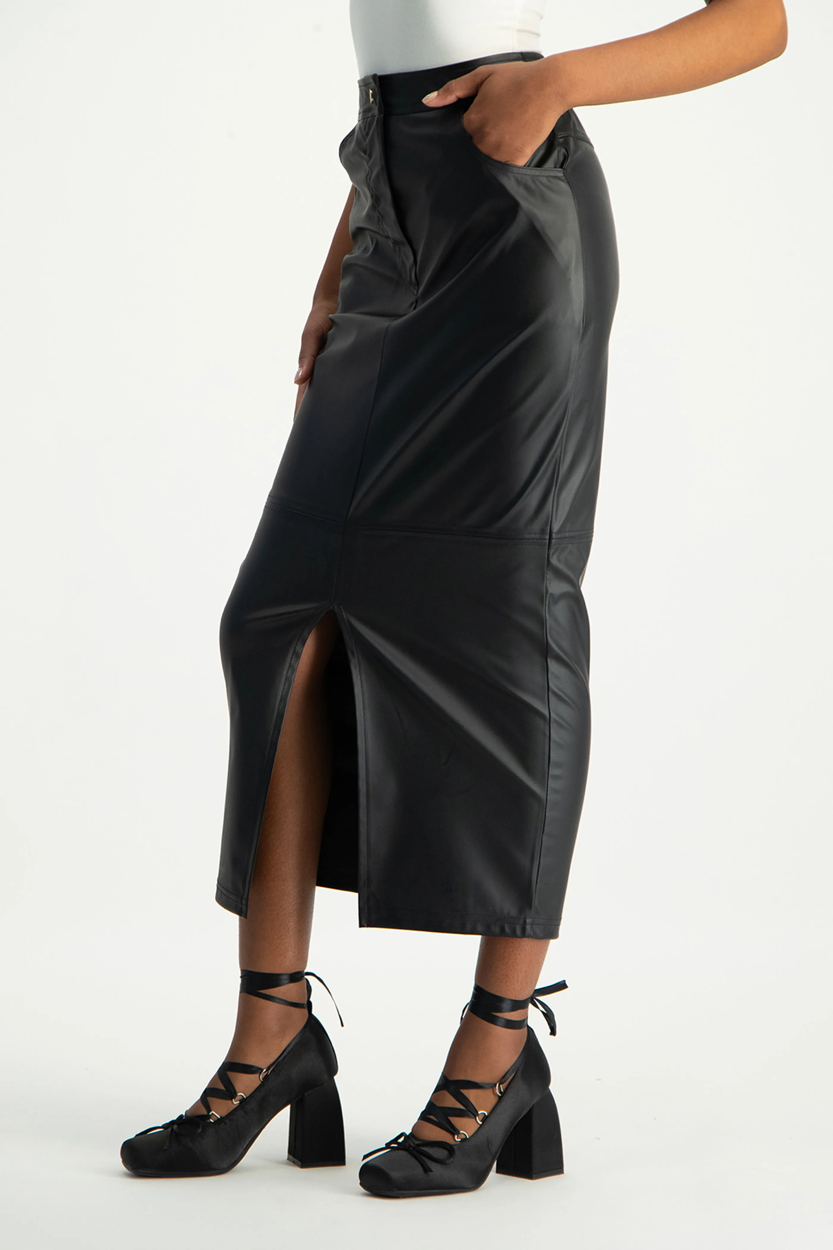 Tori Faux Leather Skirt - Black