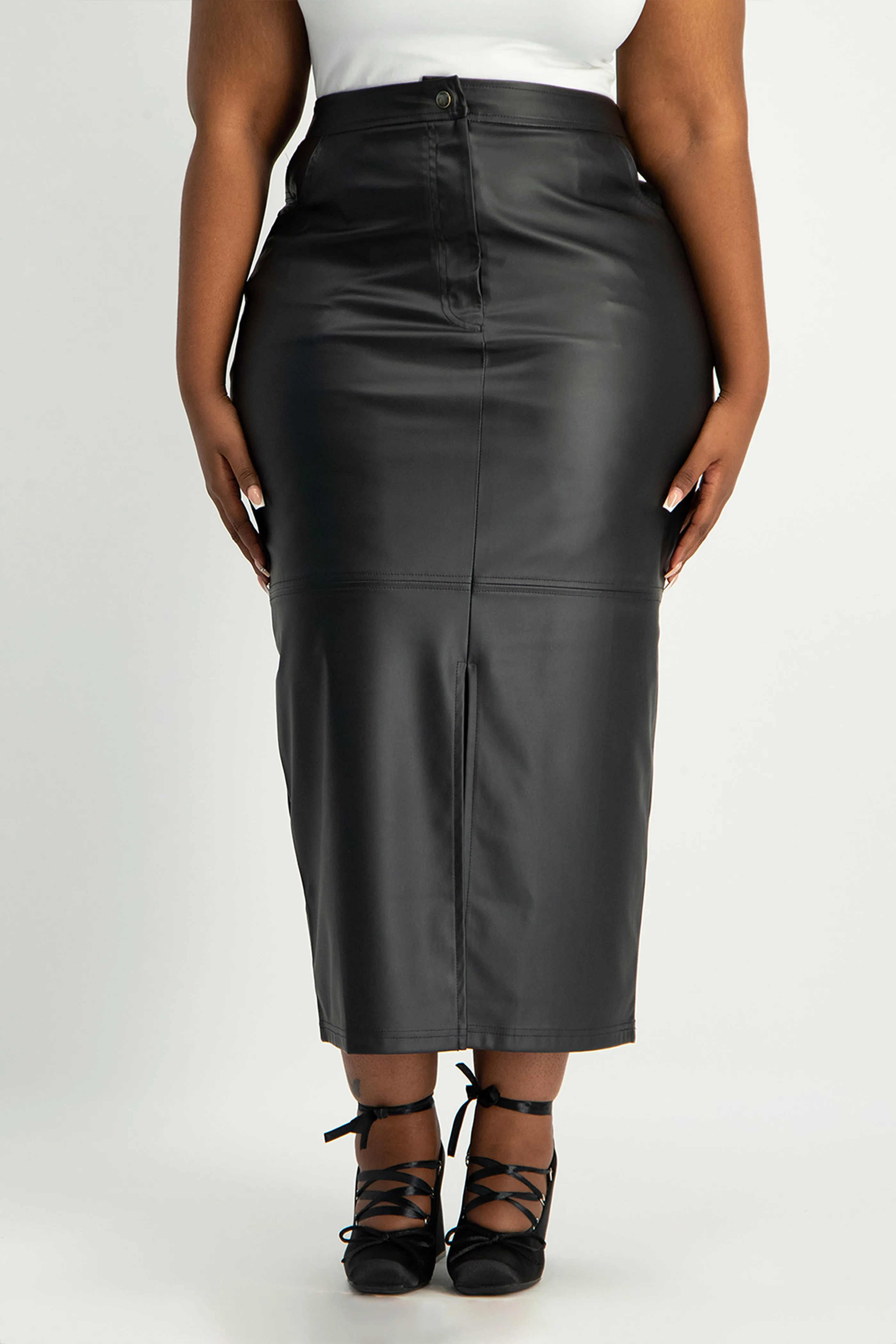 Tori Faux Leather Skirt - Black