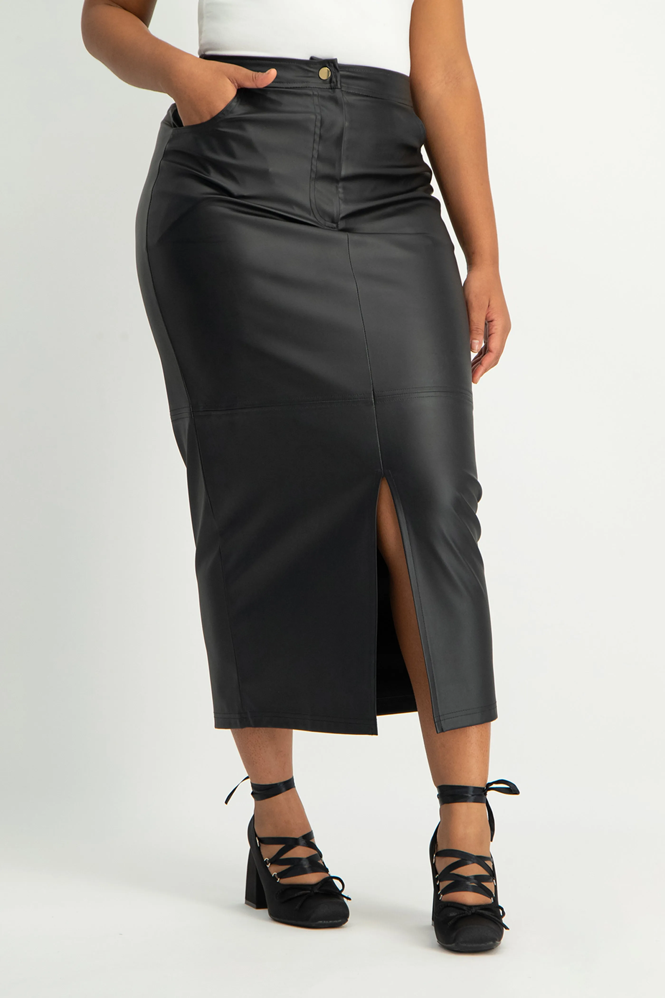 Tori Faux Leather Skirt - Black