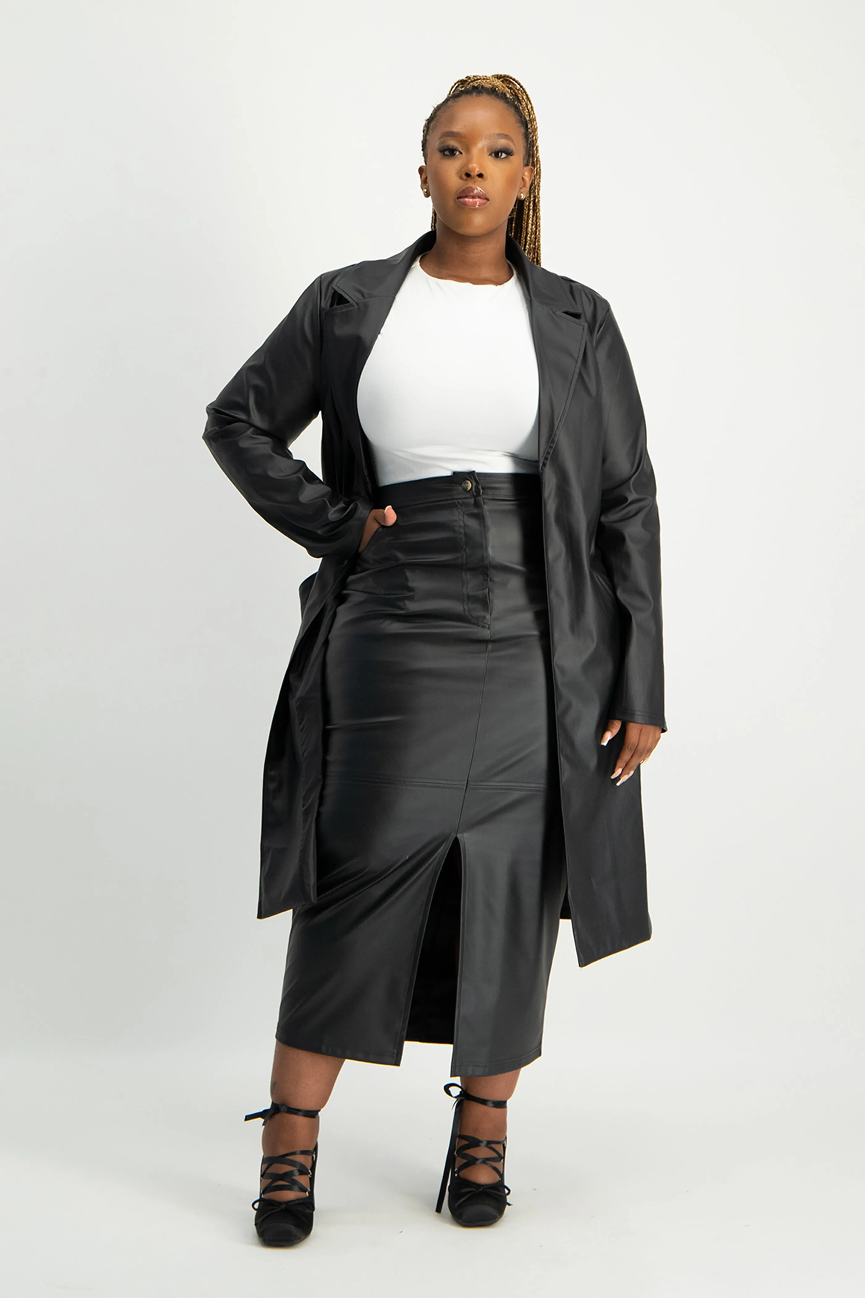 Tori Faux Leather Skirt - Black