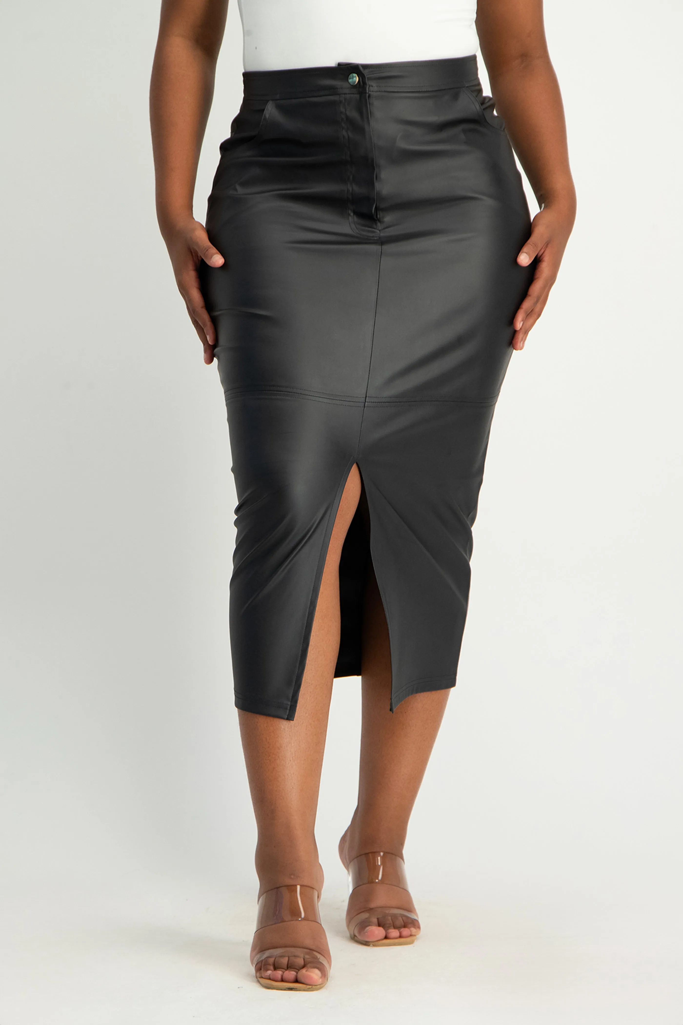 Tori Faux Leather Skirt - Black