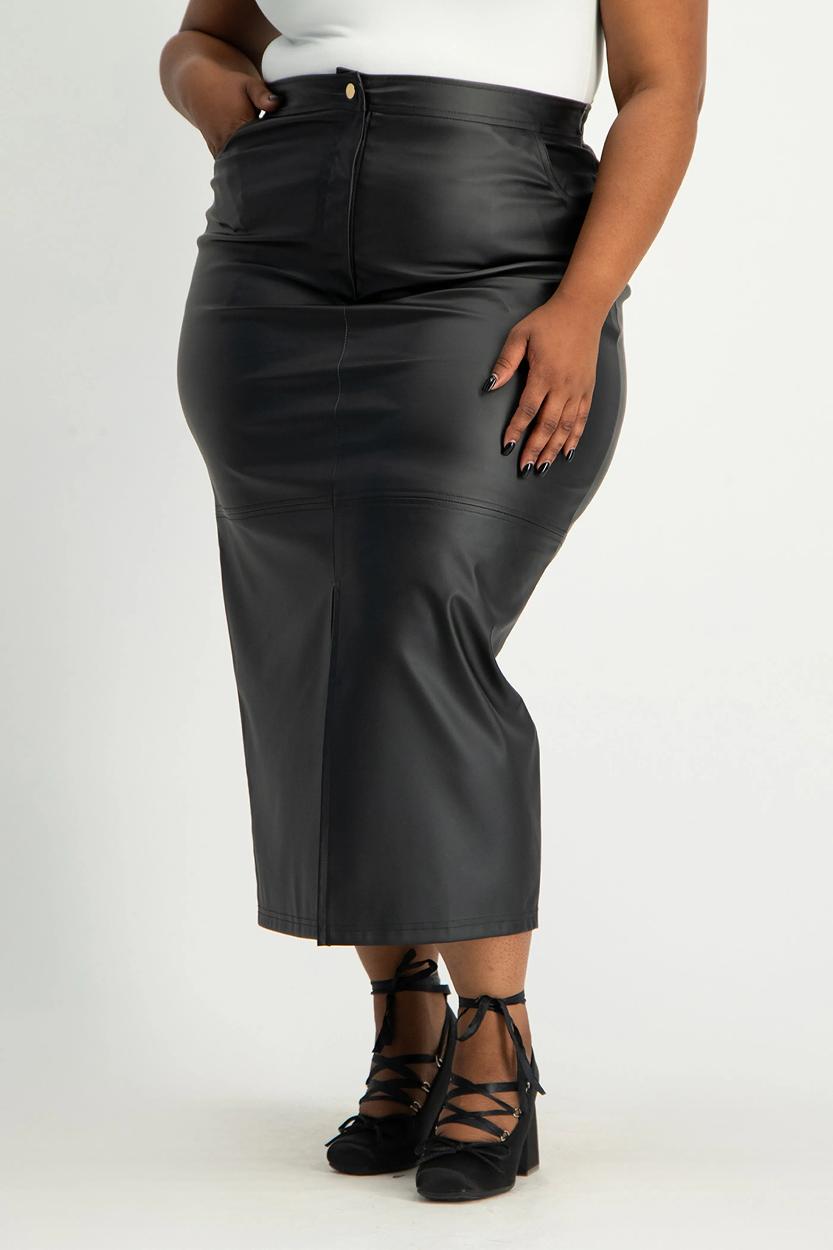 Tori Faux Leather Skirt - Black