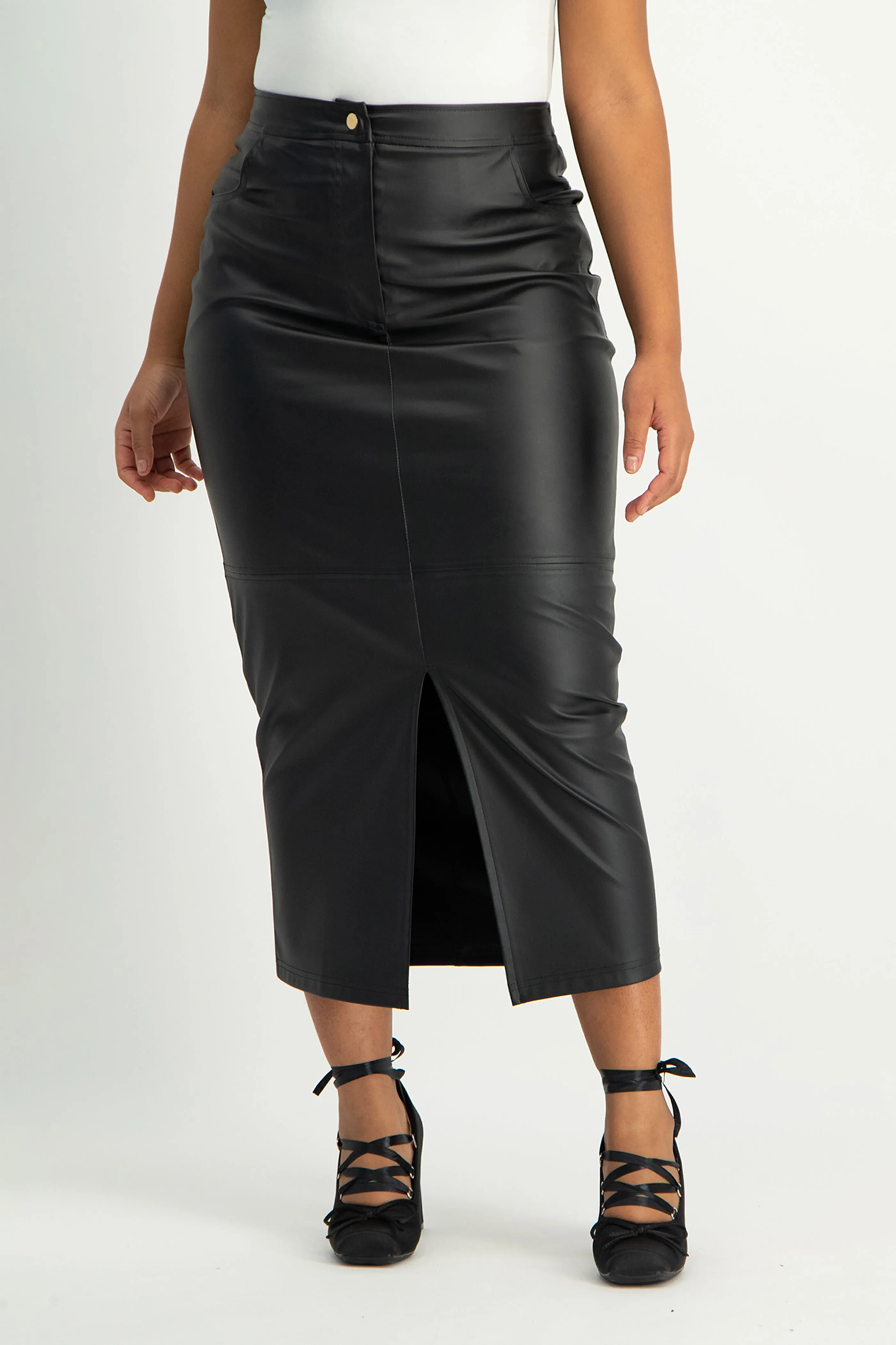 Tori Faux Leather Skirt - Black