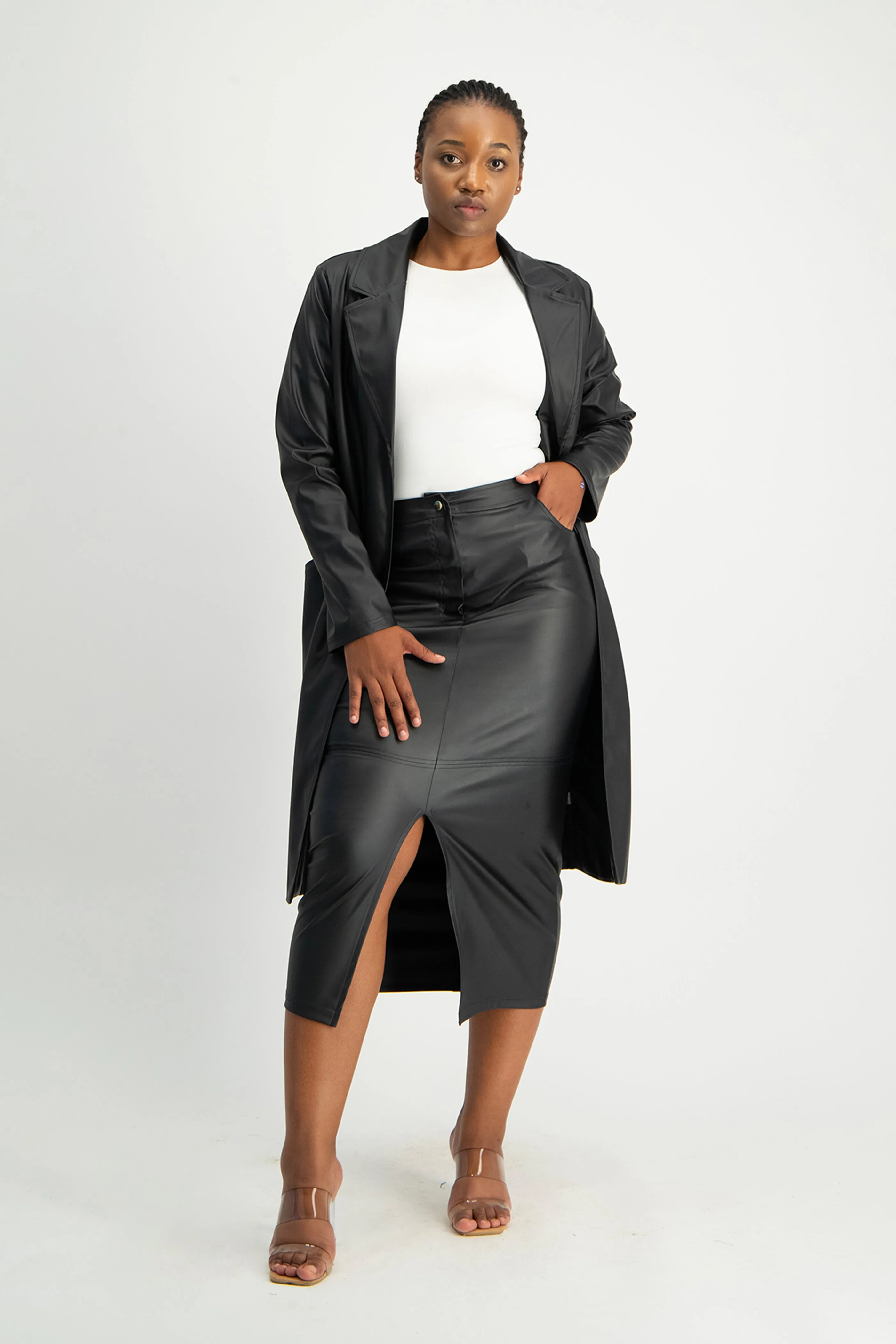 Tori Faux Leather Skirt - Black