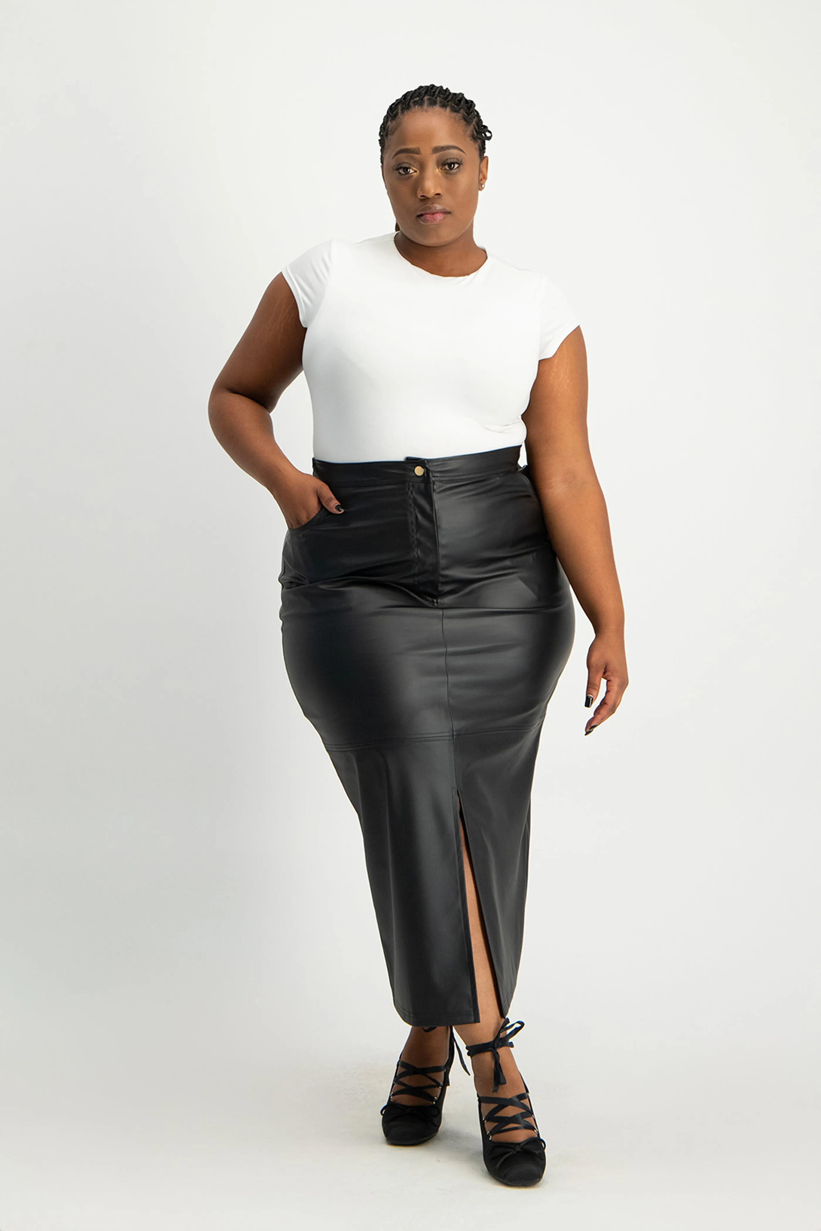 Tori Faux Leather Skirt - Black