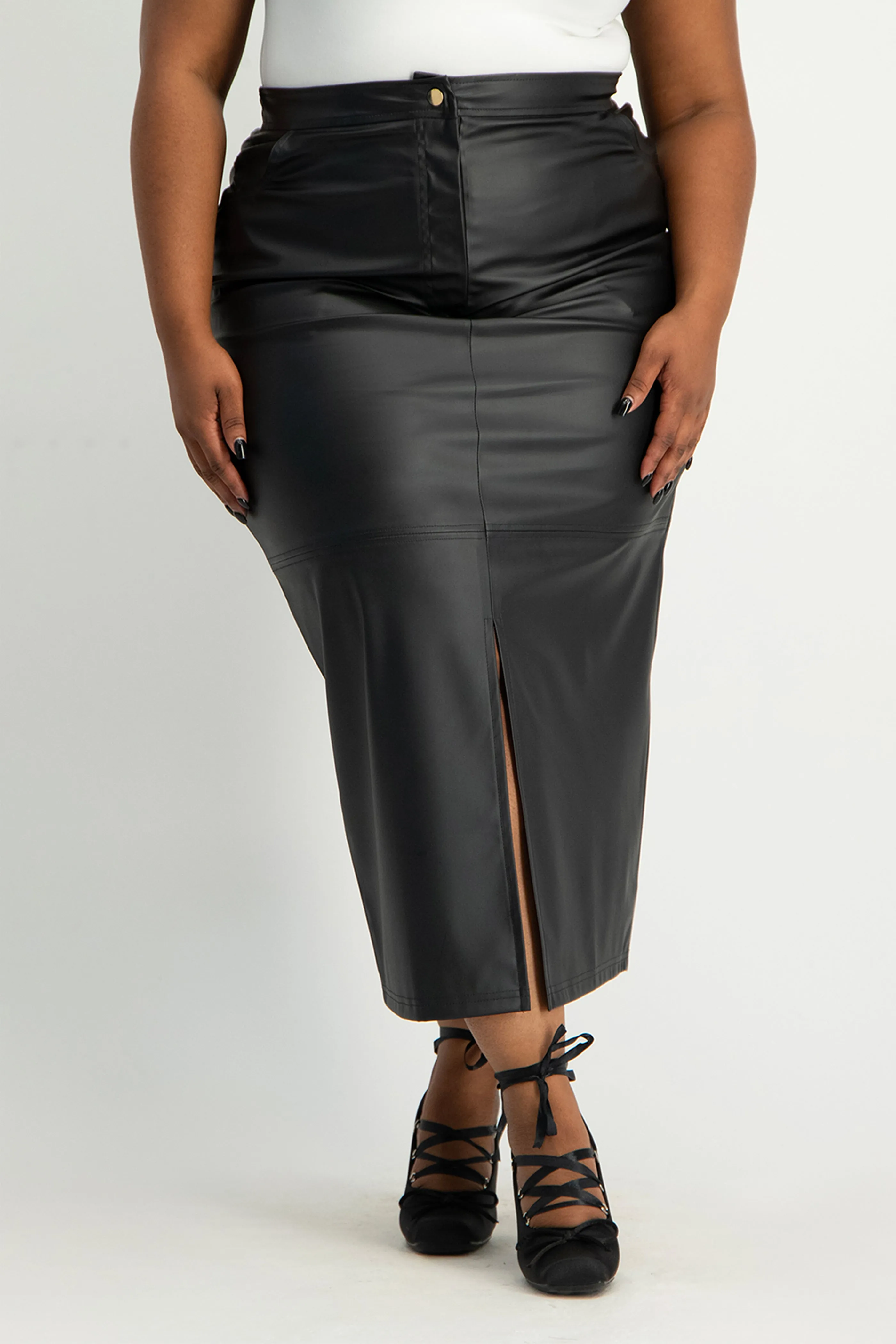 Tori Faux Leather Skirt - Black