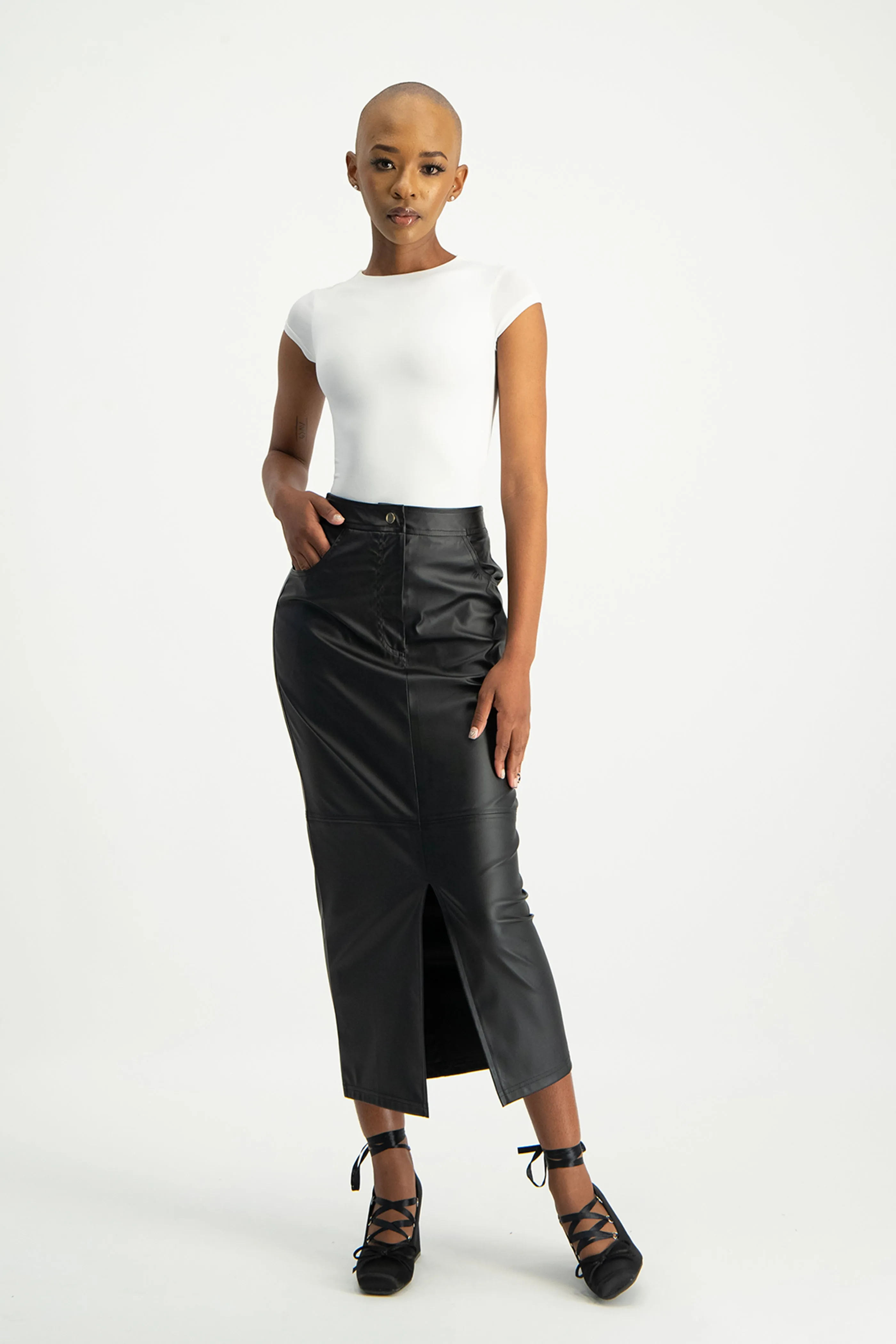 Tori Faux Leather Skirt - Black