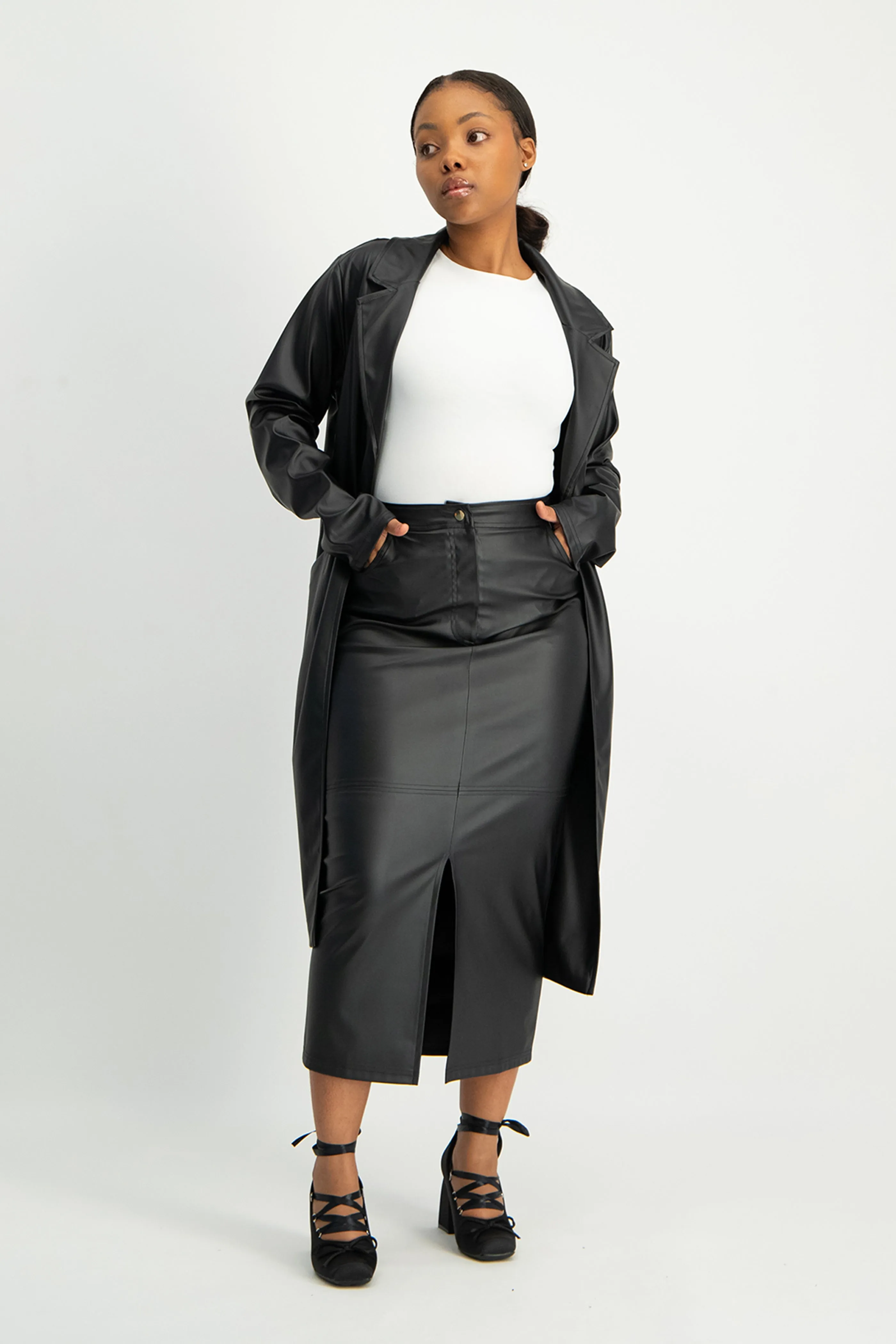 Tori Faux Leather Skirt - Black