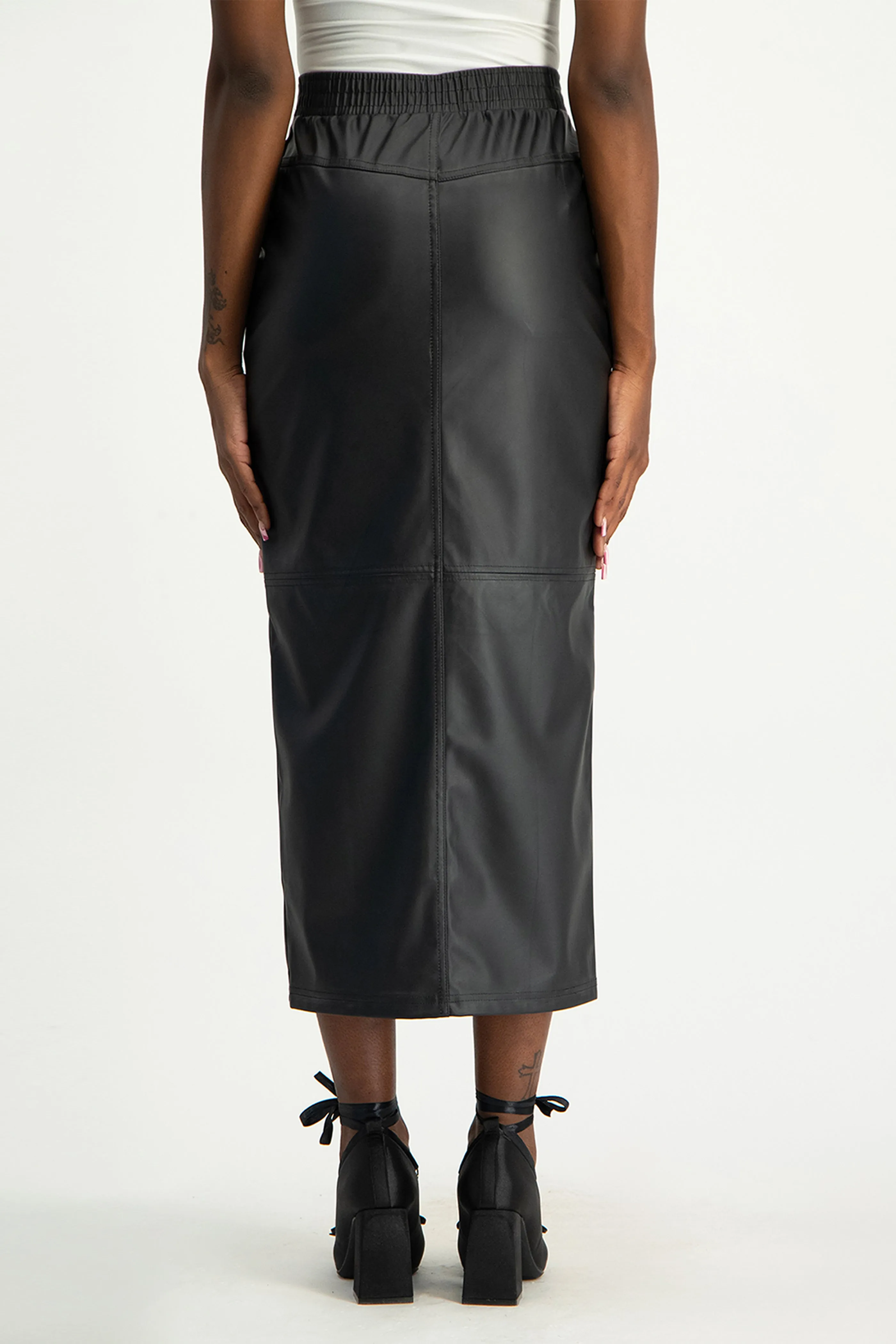 Tori Faux Leather Skirt - Black