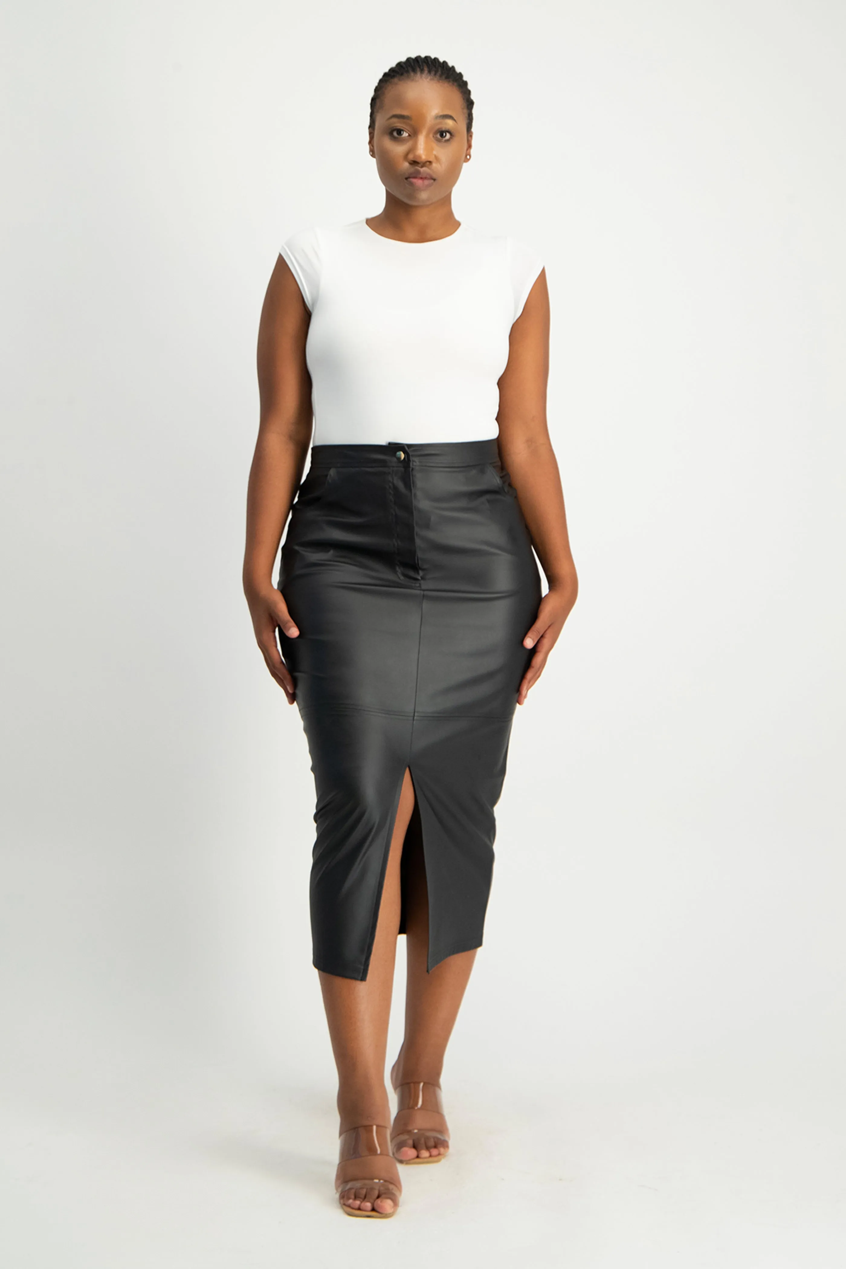 Tori Faux Leather Skirt - Black