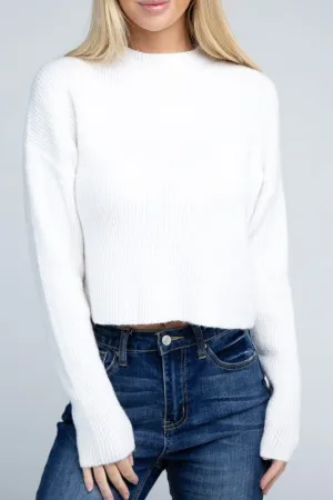 Trendy & Relaxed White Knit Long Sleeve Top