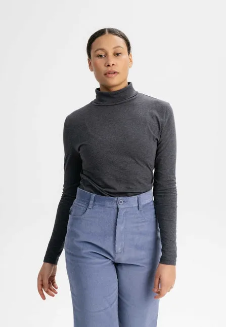 Turtleneck Shirt ANCHAL anthrazit melange | MELAWEAR