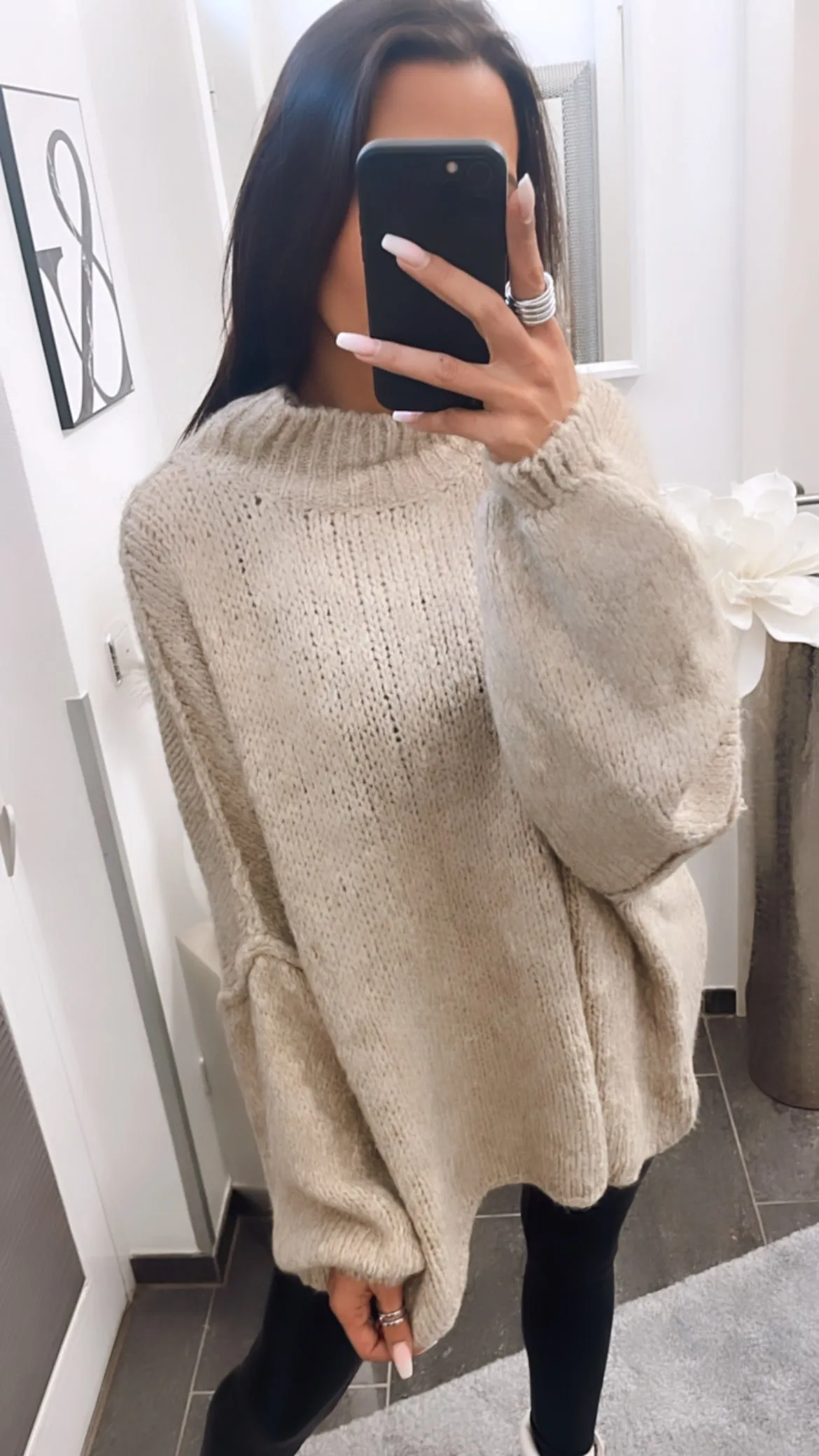 Ultra Oversize Kuschel - Pullover / dunkel beige Art. 4054