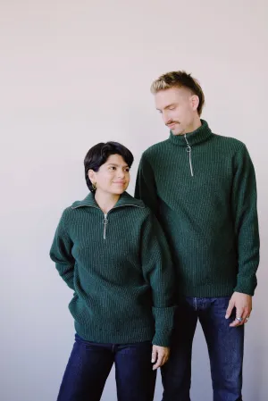 unisex knit troyer - moss green