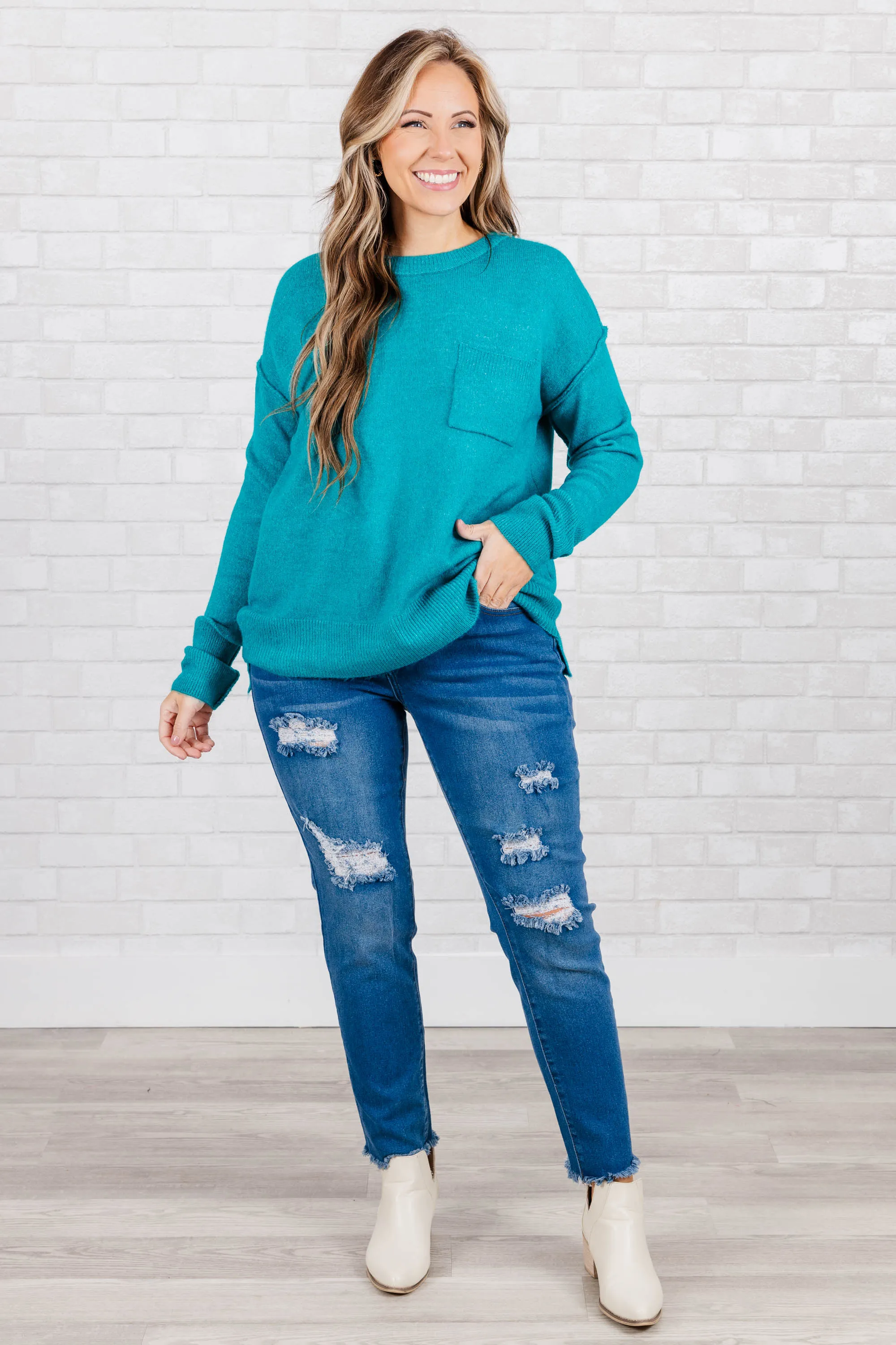 Unwind Your Mind Pullover, Heather Light Teal