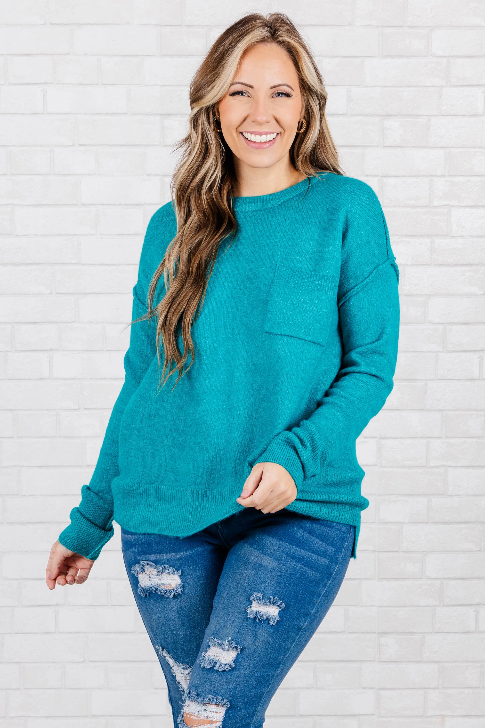 Unwind Your Mind Pullover, Heather Light Teal