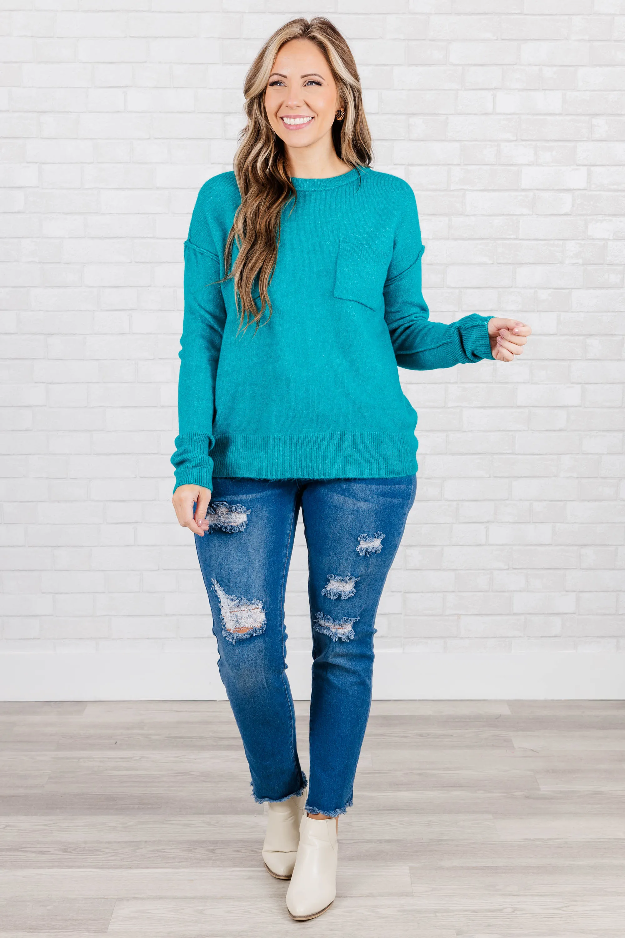 Unwind Your Mind Pullover, Heather Light Teal