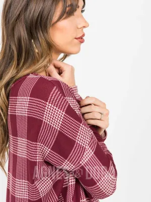 Urban Pullover in Burgundy Glen Plaid