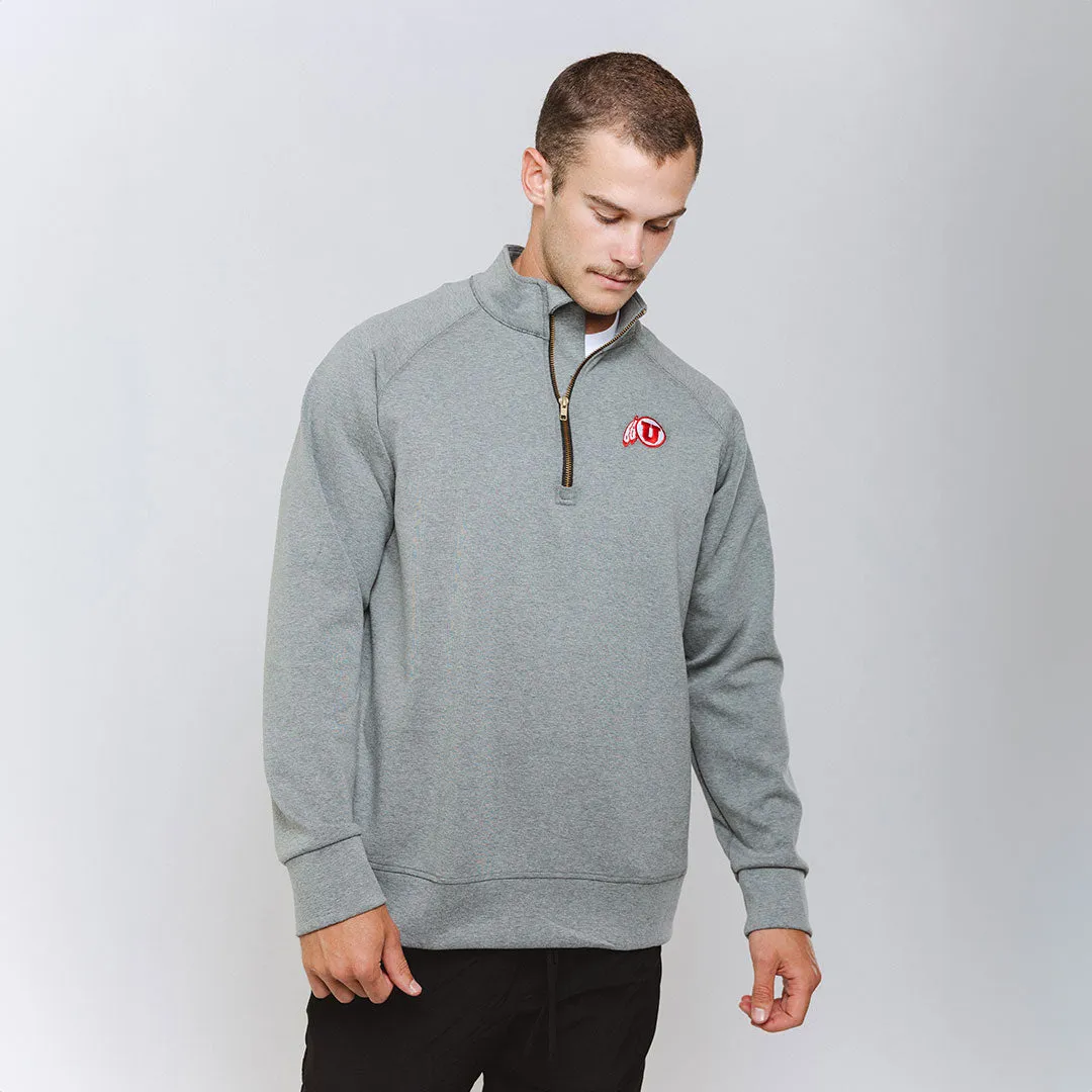 Utah Men's Oxford Zip-Up, Heather Grey